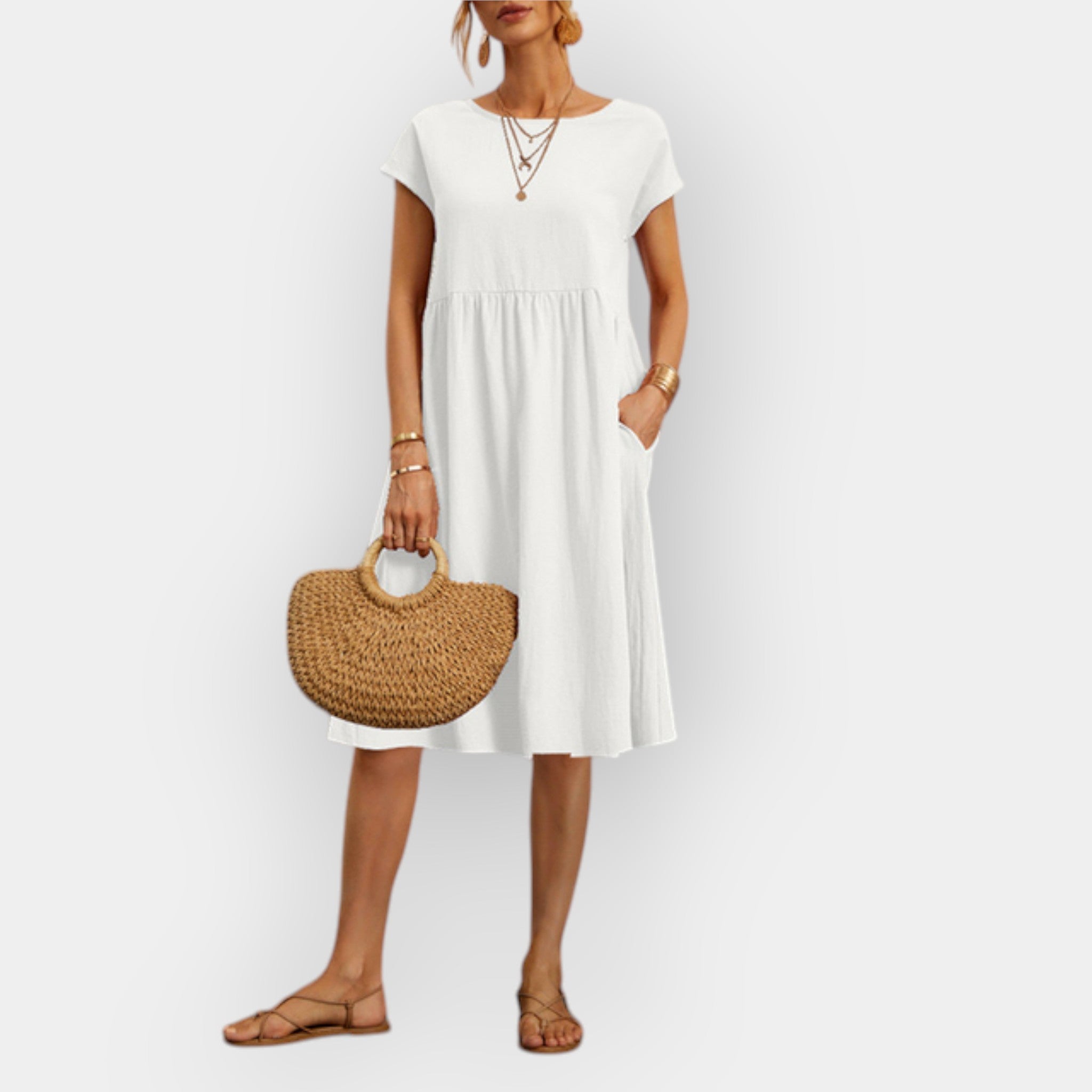 Rochie Midi cu Linii Clare