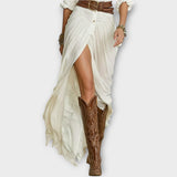 Rochie Maxi cu Butoni și Eleganță Western