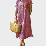 Rochie Camasa Rayata cu Fante, Nasturi si Buzunare Functionale