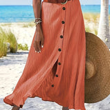 Fustă Lungă Semi Transparentă cu Deschidere