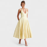 Halina - Rochie midi cu corset și volane