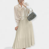 Fustă Lungă Plisată din Satin