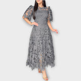 Rochie Midi Elegantă din Dantelă Florală