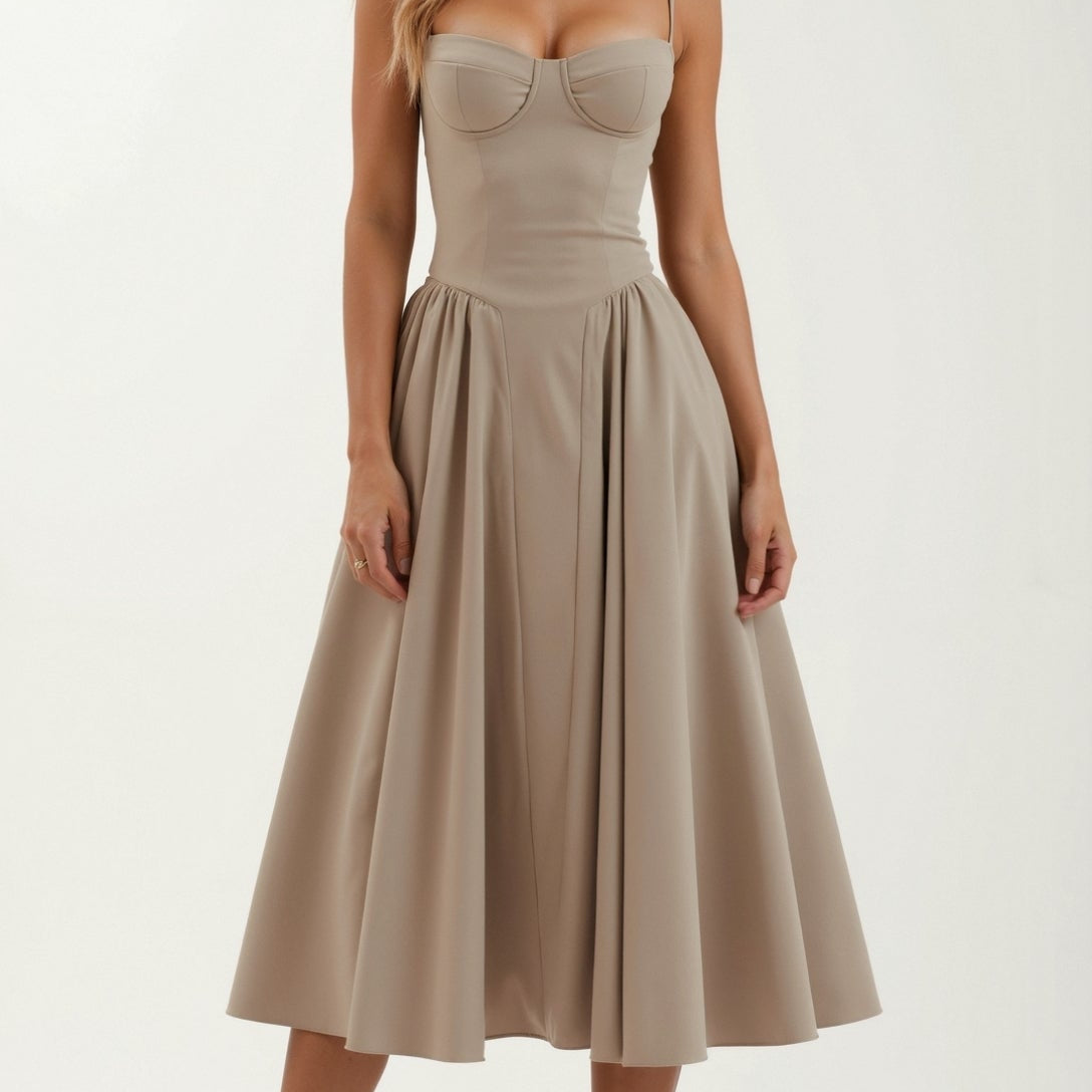 Odette Élégance | Rochie midi cu corset structurat