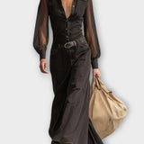 Rochie Maxi Vintage Western din Denim