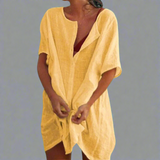 Rochie de vară organică din bumbac și in pentru momente confortabile de vară