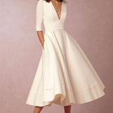 Laura | Rochie Midi Feminina Cu Croi În A, Decolteu În V