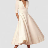 Laura | Rochie Midi Feminina Cu Croi În A, Decolteu În V