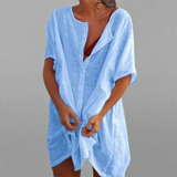 Rochie de vară organică din bumbac și in pentru momente confortabile de vară