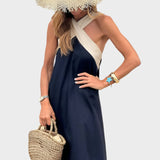 Rochie Elegantă Fără Spate cu Decolteu Modern în Cruci