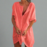 Rochie de vară organică din bumbac și in pentru momente confortabile de vară