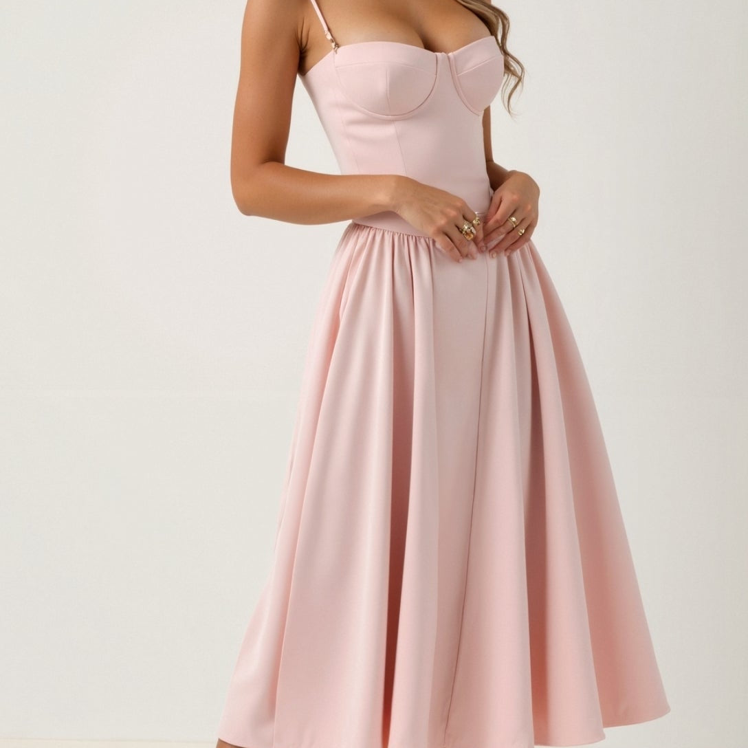 Odette Élégance | Rochie midi cu corset structurat