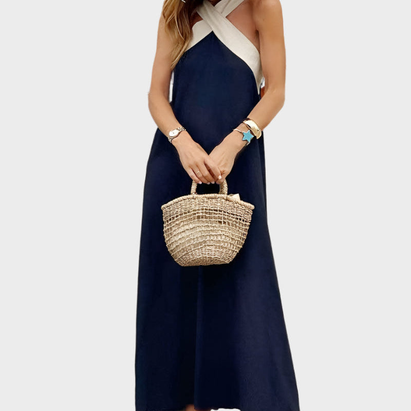 Rochie Elegantă Fără Spate cu Decolteu Modern în Cruci