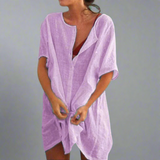 Rochie de vară organică din bumbac și in pentru momente confortabile de vară