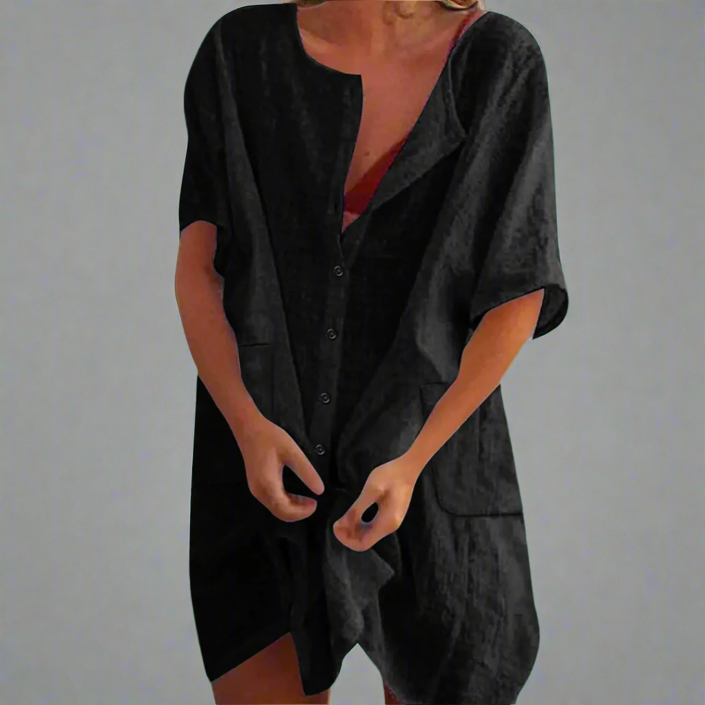 Rochie de vară organică din bumbac și in pentru momente confortabile de vară