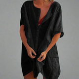 Rochie de vară organică din bumbac și in pentru momente confortabile de vară