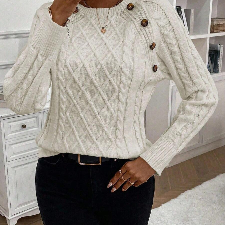 Francisca | Pulover din tricot cu butoane