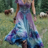 Serena™ | Rochie Maxi Scurtă Florală Lavandă cu O Notă Sofisticată