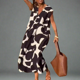 Rochie V cu Imprimare din Material