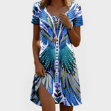 Rochie Vintage cu Mâneci Scurte