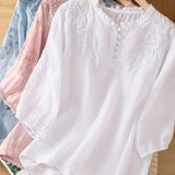 Kissina | Bluză din bumbac și in brodată