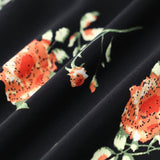 Glória | Rochie Midi Neagră Florală