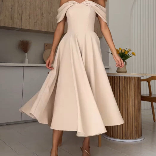 Isadora | Rochie Maxi Elegantă cu Umeri La Vedere și Drapare