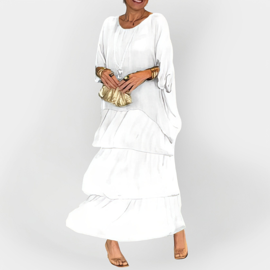 Rochie Plisată cu Efect de Dublă Strat