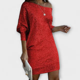 Rochie de petrecere cu paiete și contrast