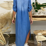 Ibiza | Rochie Maxi Din Denim Cu Detalii Moderne