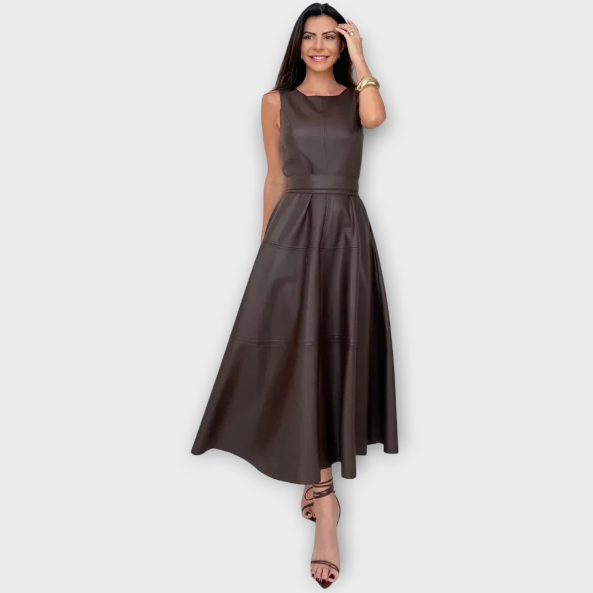 Rochie Midi din Piele Ecologică