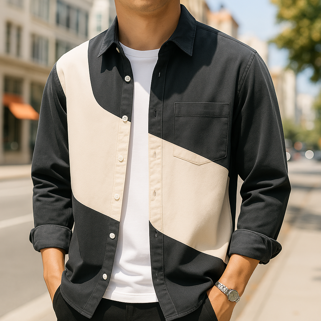 Cămașă bicoloră din bumbac