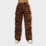 Jeans Cargo cu Strass