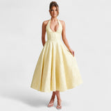 Halina - Rochie midi cu corset și volane