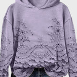 Hanorac cu Glugă din Dantelă Verde Câmpenească