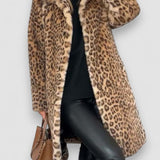 LEIA - Palton Lung și Moale cu Model Leopar