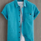 Cămașă casual din bumbac cu mânecă scurtă