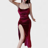 Gabriela - Rochie din catifea cu fante laterale