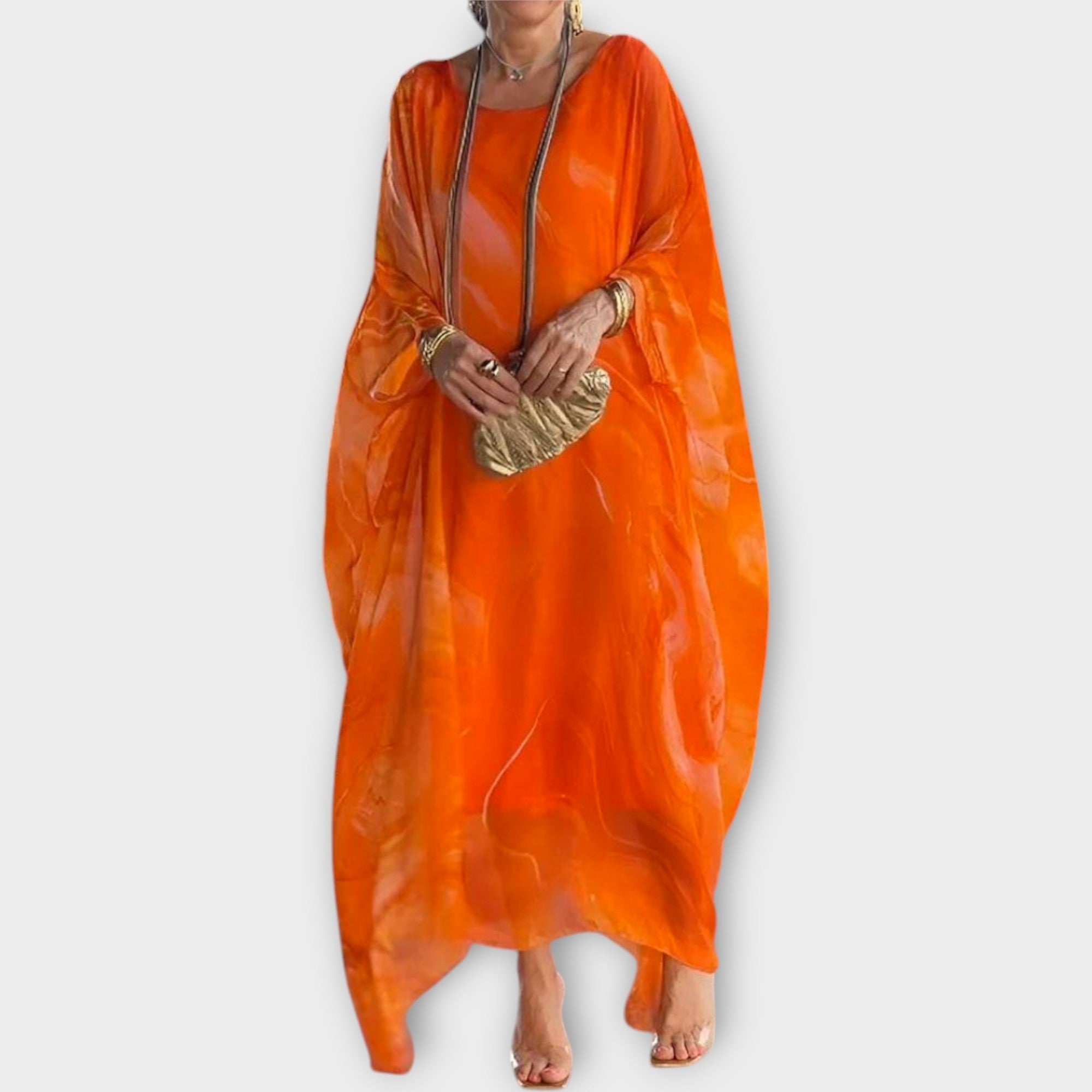 Maxi Kaftan cu Textură Transparentă