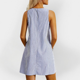 Rochie fără mâneci cu dungi