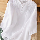 Kissina | Bluză din bumbac și in brodată