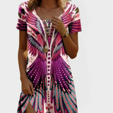 Rochie Vintage cu Mâneci Scurte