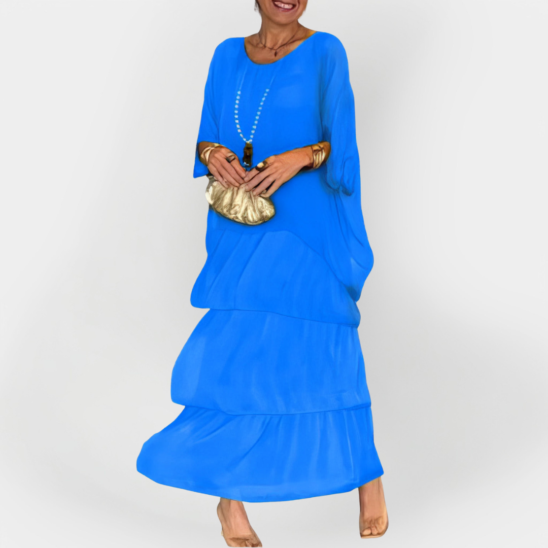 Rochie Plisată cu Efect de Dublă Strat