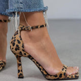 Giulia™ | Sandale cu toc înalt cu imprimeu leopard
