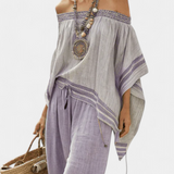 Natália | Conjunto Bohemian Bardot Elegant din Bambus Ușor