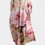 Anne | Rochie Fluidă cu Decolteu în V și Imprimare Colorată