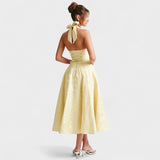 Halina - Rochie midi cu corset și volane