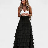 Fusta Boho cu Finisaj din Satin de Plasă Deschisă