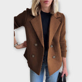 Blazer cu Mâneci Tricotate și Dublu Rând