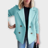 Blazer cu Mâneci Tricotate și Dublu Rând